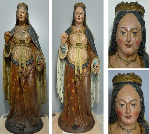 Sainte Cécile, fin du XVIIe siècle, bois polychromé